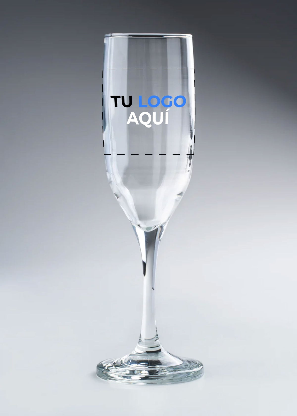 Copa flauta para champaña de vidrio transparente personalizada 3 tintas Calif 190 ml
