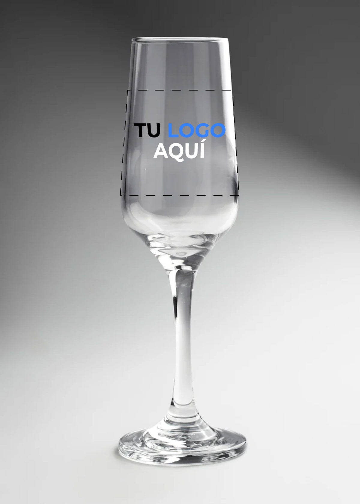 Copa flauta para champaña de vidrio transparente personalizada 3 tintas Toscana 190 ml — imagen de producto