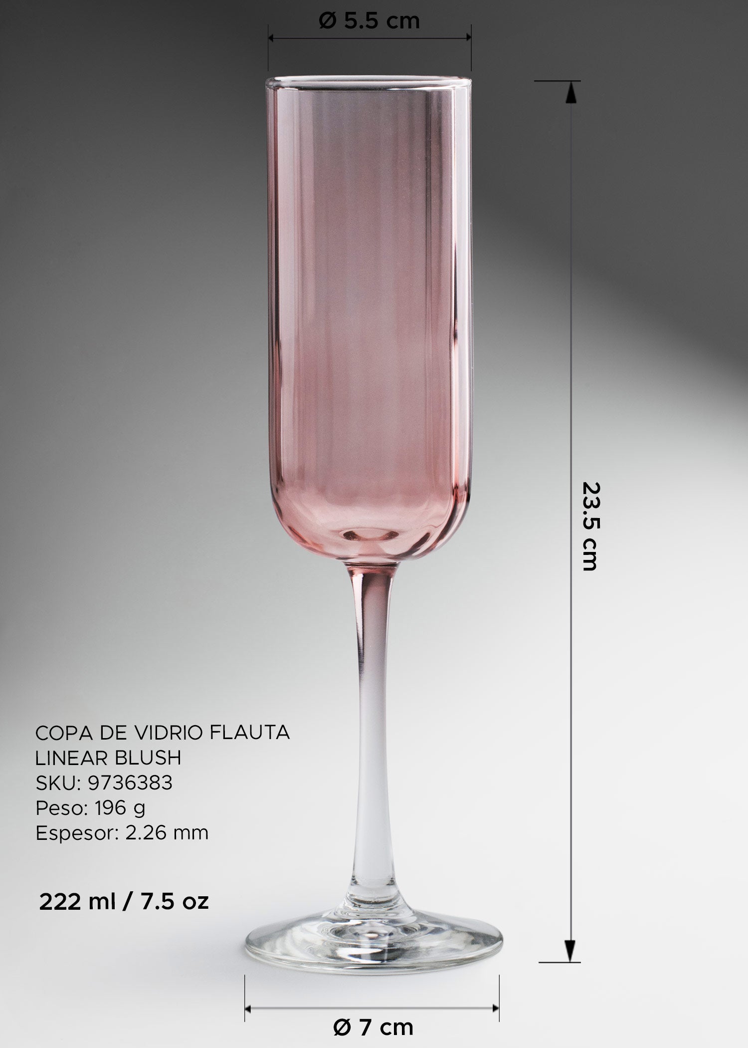 Copa Linear Blush rosa para champagne y prosecco