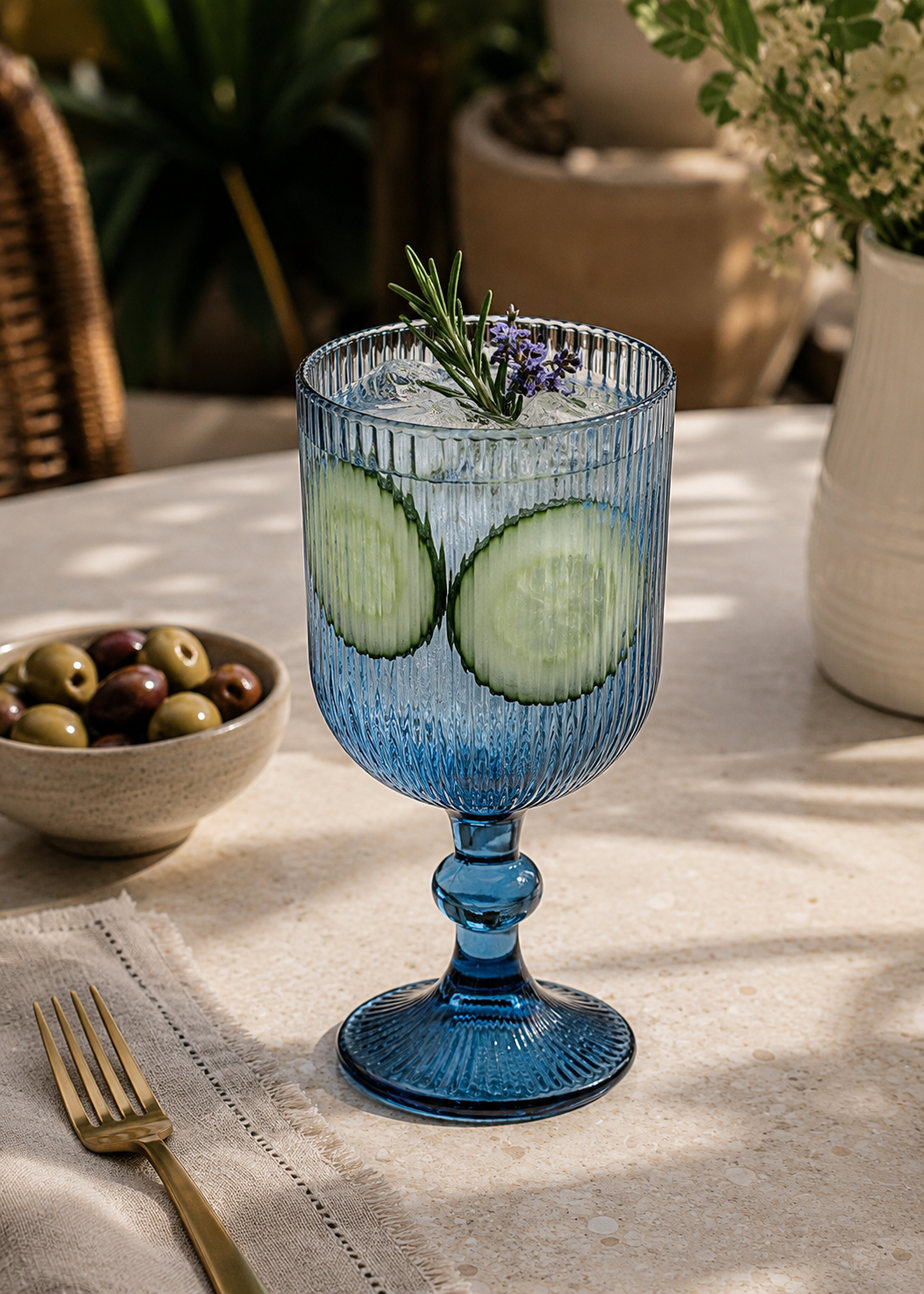 Copa azul para agua y cocteles Estancia Lines