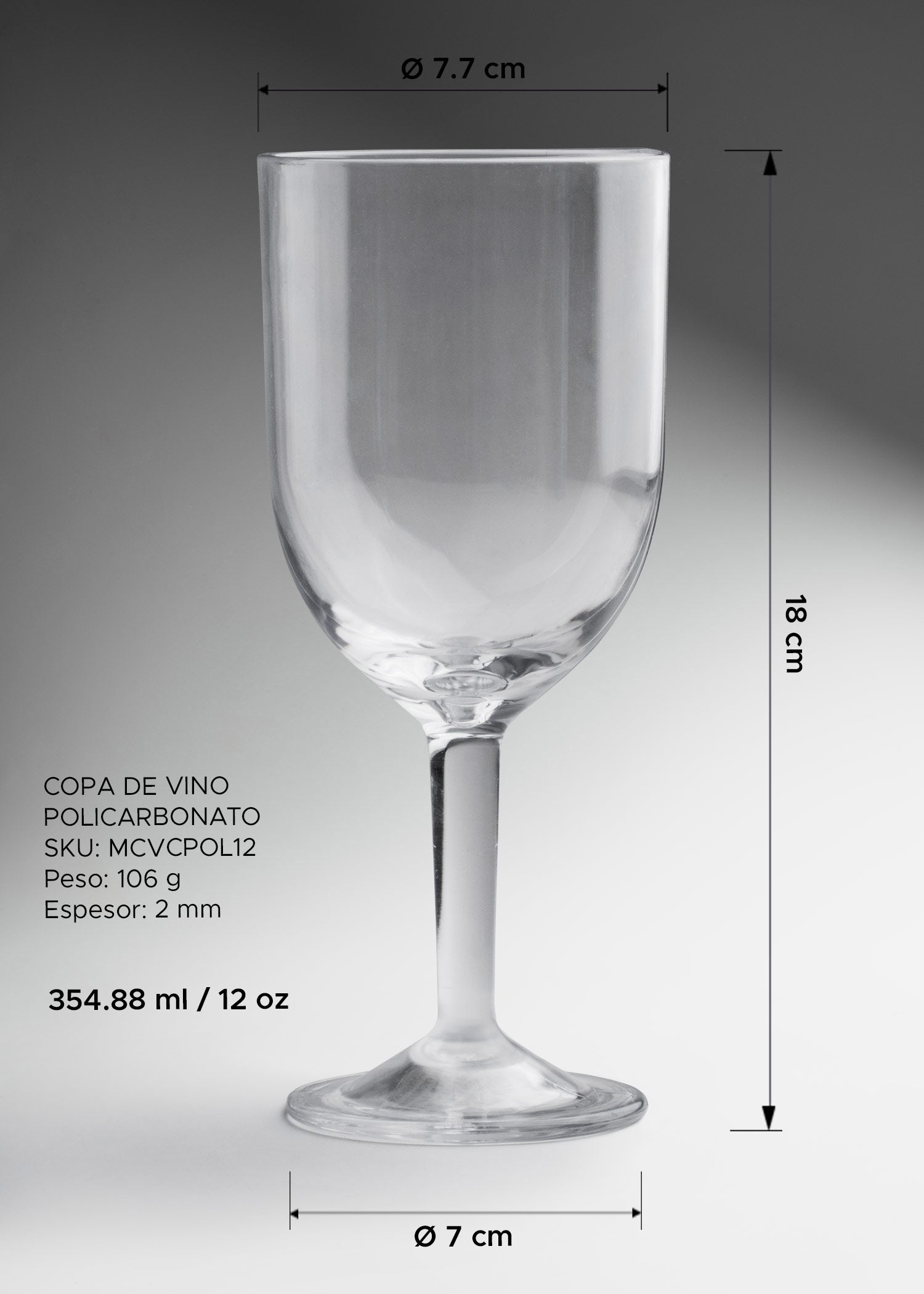 Copa Arko reutilizable de policarbonato para vino blanco