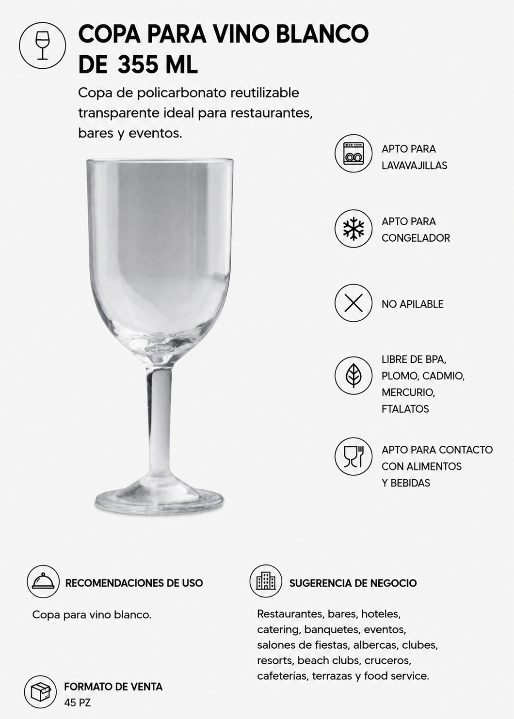 Detalle del cáliz de la copa de policarbonato Arko