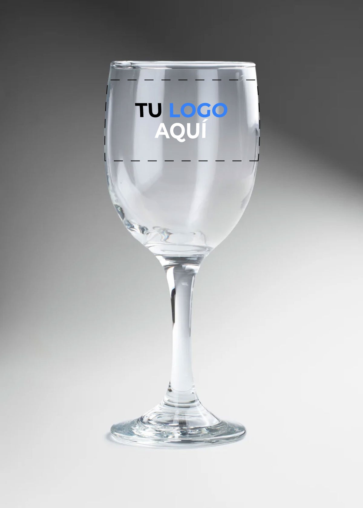 Copa para vino blanco de vidrio transparente personalizada 3 tintas Calif 350 ml
