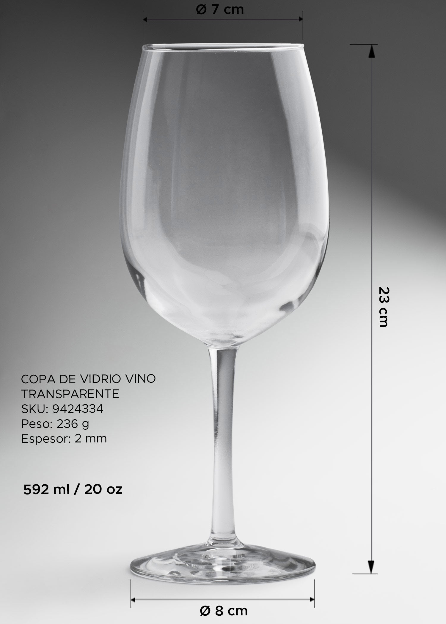 Copa de vino tinto Finedge con cáliz amplio y tallo largo