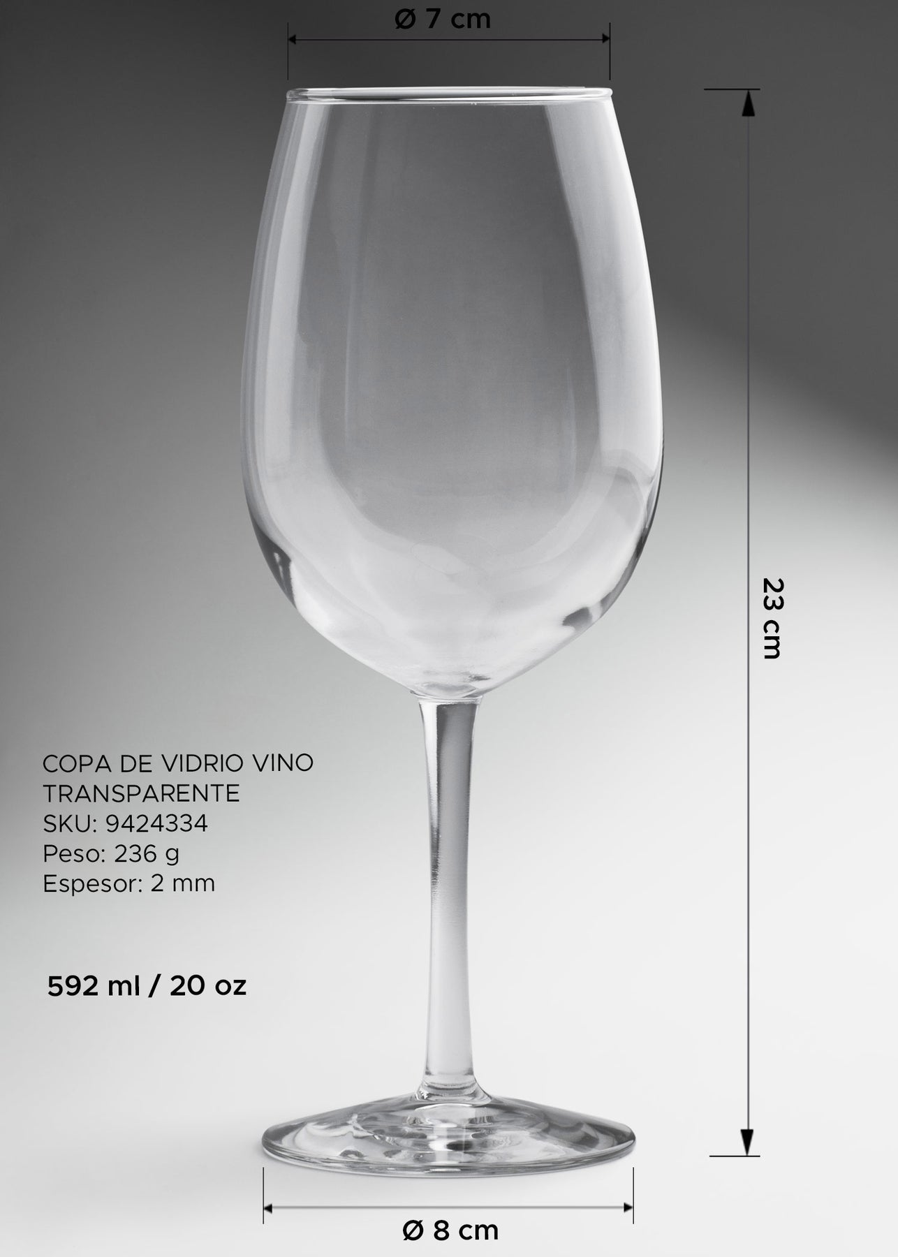 Copa de vino tinto Finedge con cáliz amplio y tallo largo
