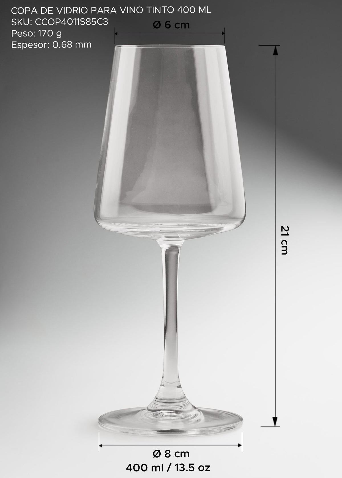 Copa para vino tinto Vitra 400 ml de vidrio transparente