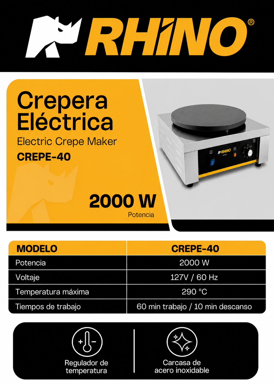 compra crepera profesional rhino en maha