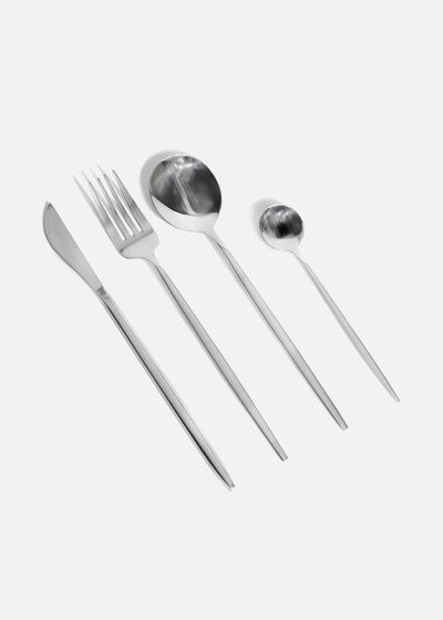 Cubiertos de mesa de acero inoxidable plata Santiorini