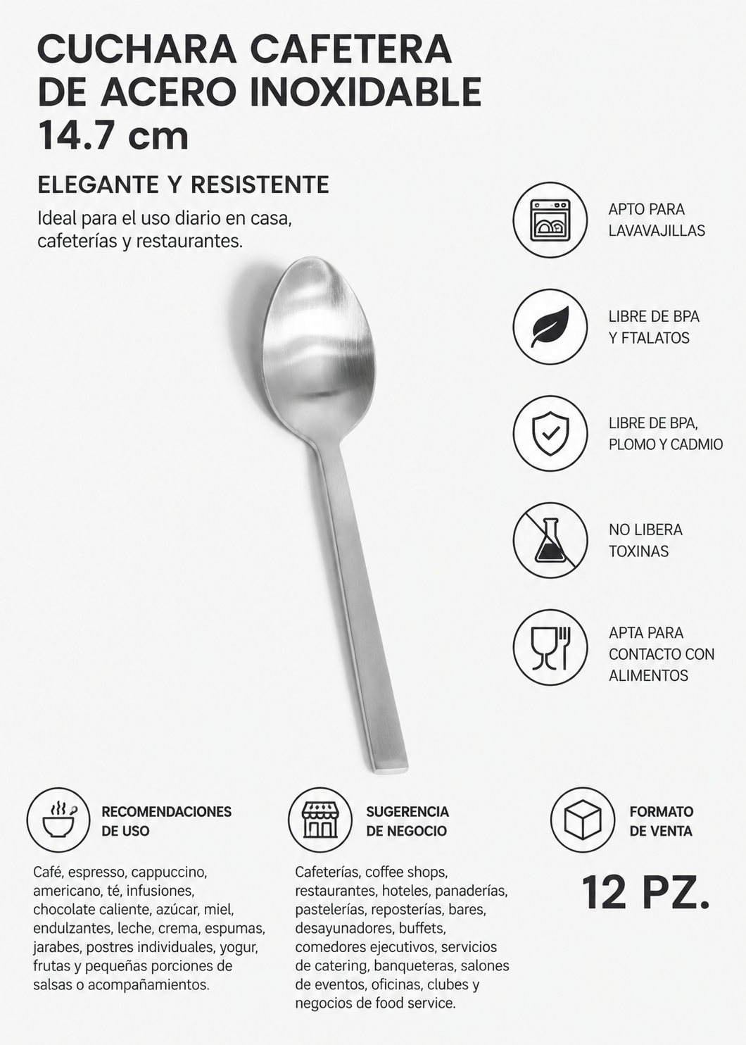 Vista completa de cuchara cafetera Mara 14.7 cm