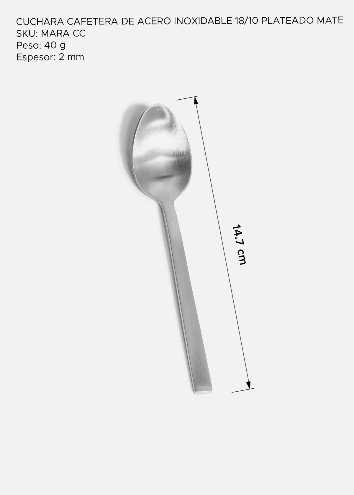 Cuchara para café Mara de acero inoxidable plata mate