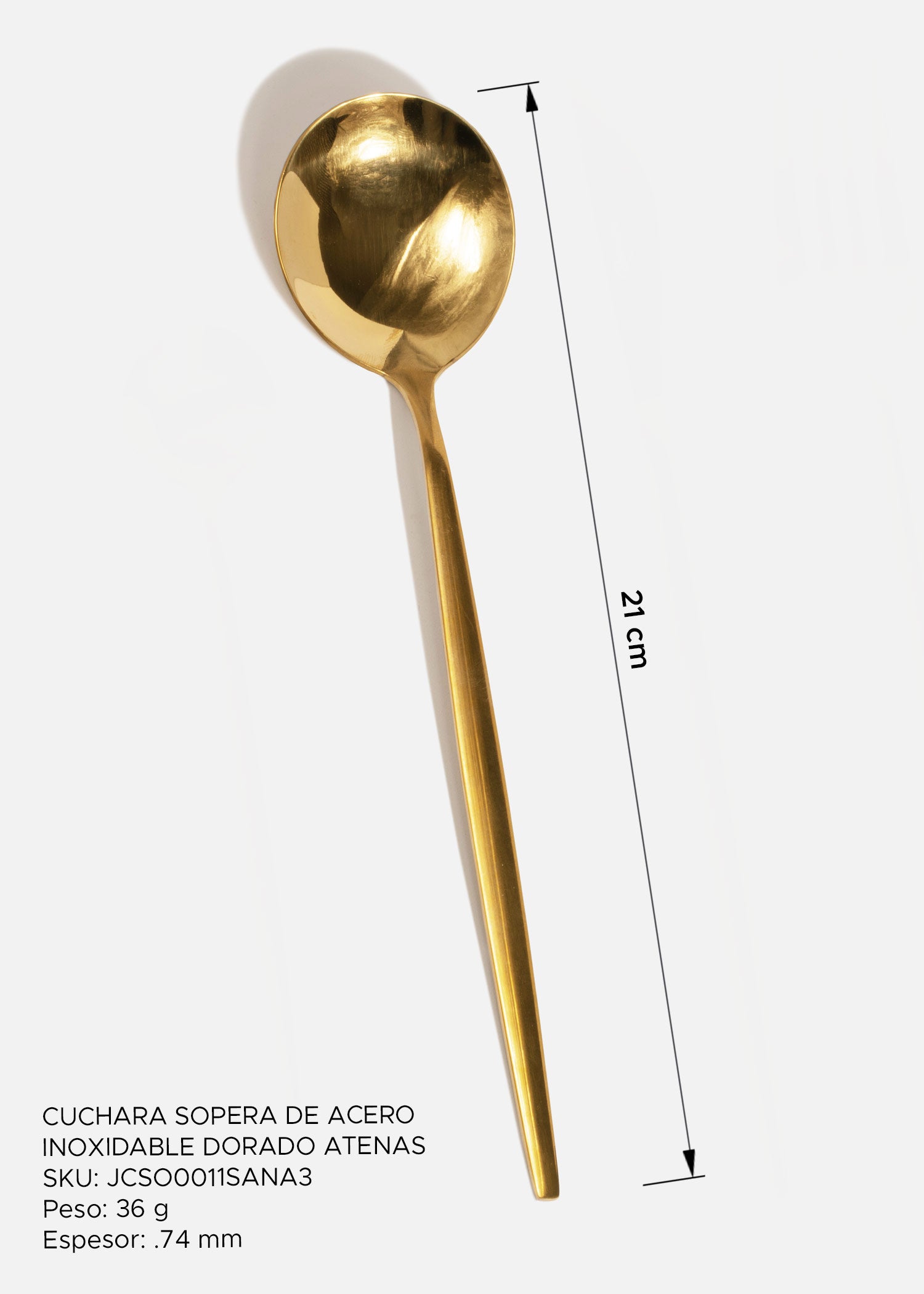 Cuchara sopera de acero inoxidable dorado Aura Santorini 21 cm