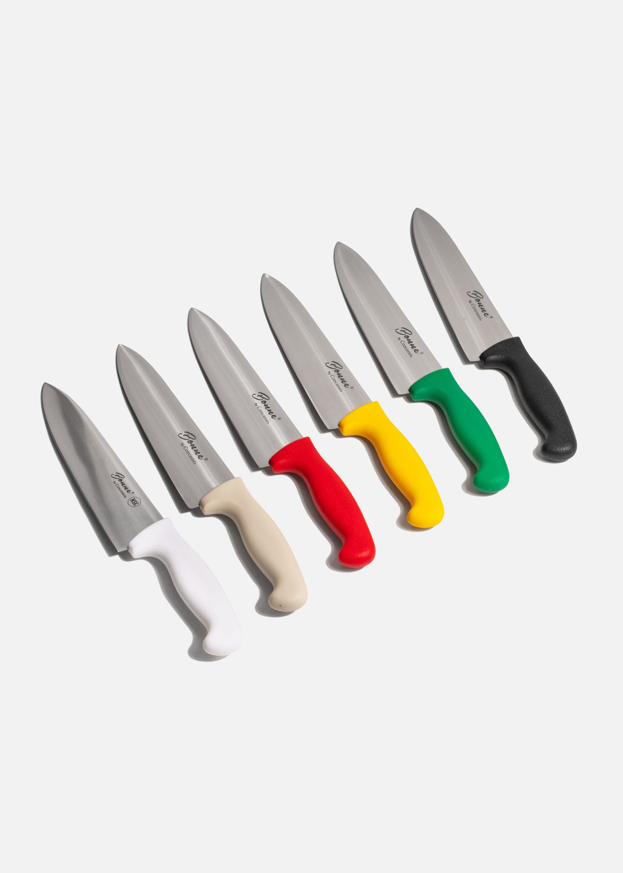 Cuchillo para chef de acero inoxidable blanco, rojo, negro, beige, amarillo y verde Forge 8". Premium