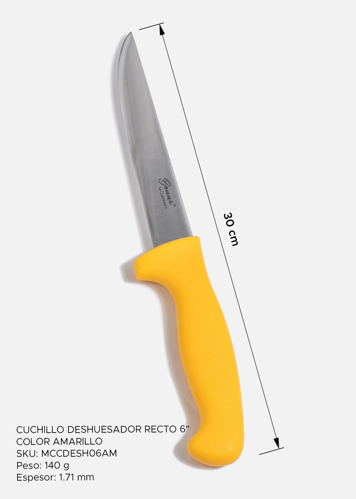 Cuchillo para deshuesar recto profesional de acero inoxidable con mango antideslizante rojo, verde, blanco, negro, amarillo y azul  6". Premium