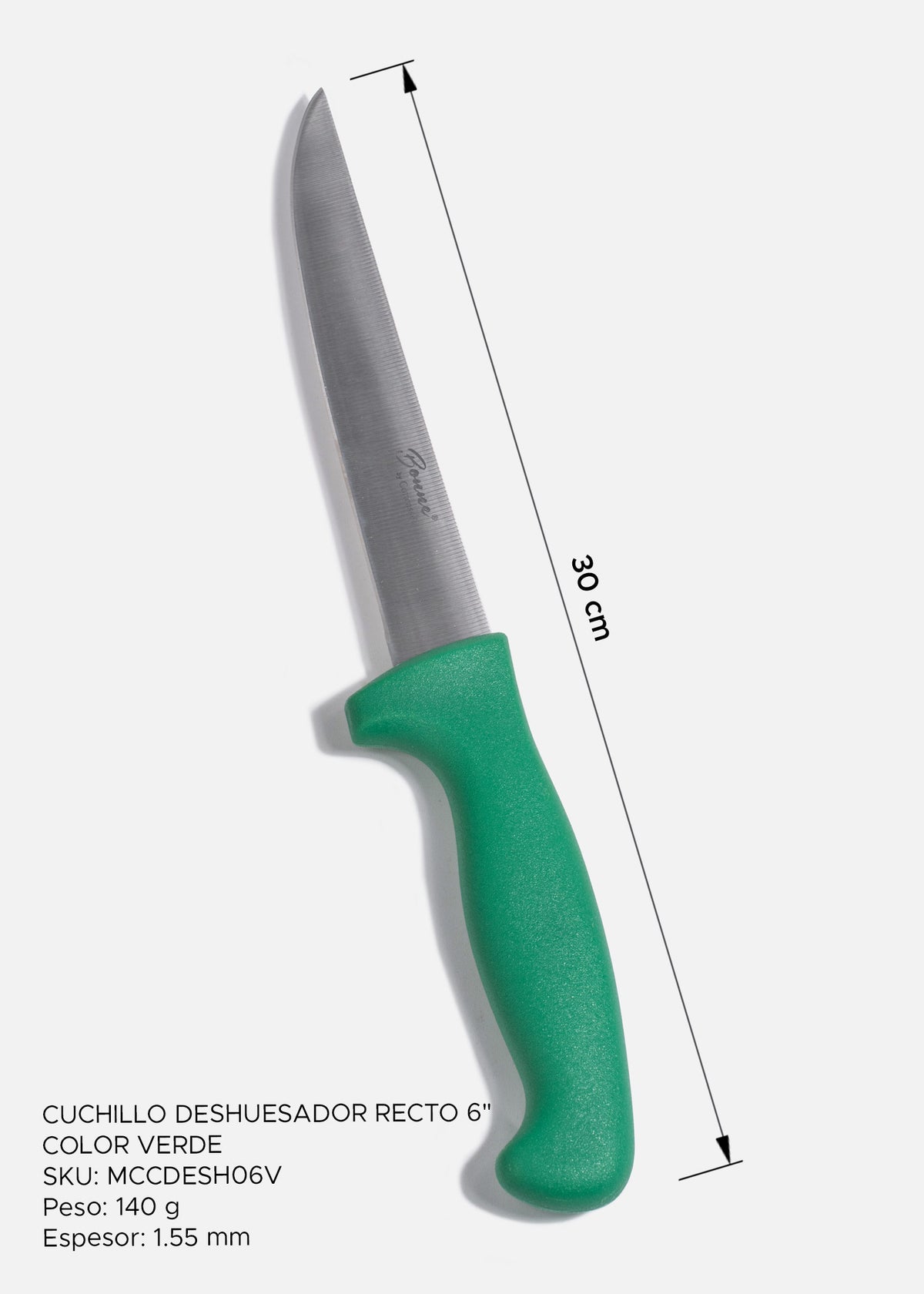 Cuchillo para deshuesar recto profesional de acero inoxidable con mango antideslizante rojo, verde, blanco, negro, amarillo y azul  6". Premium