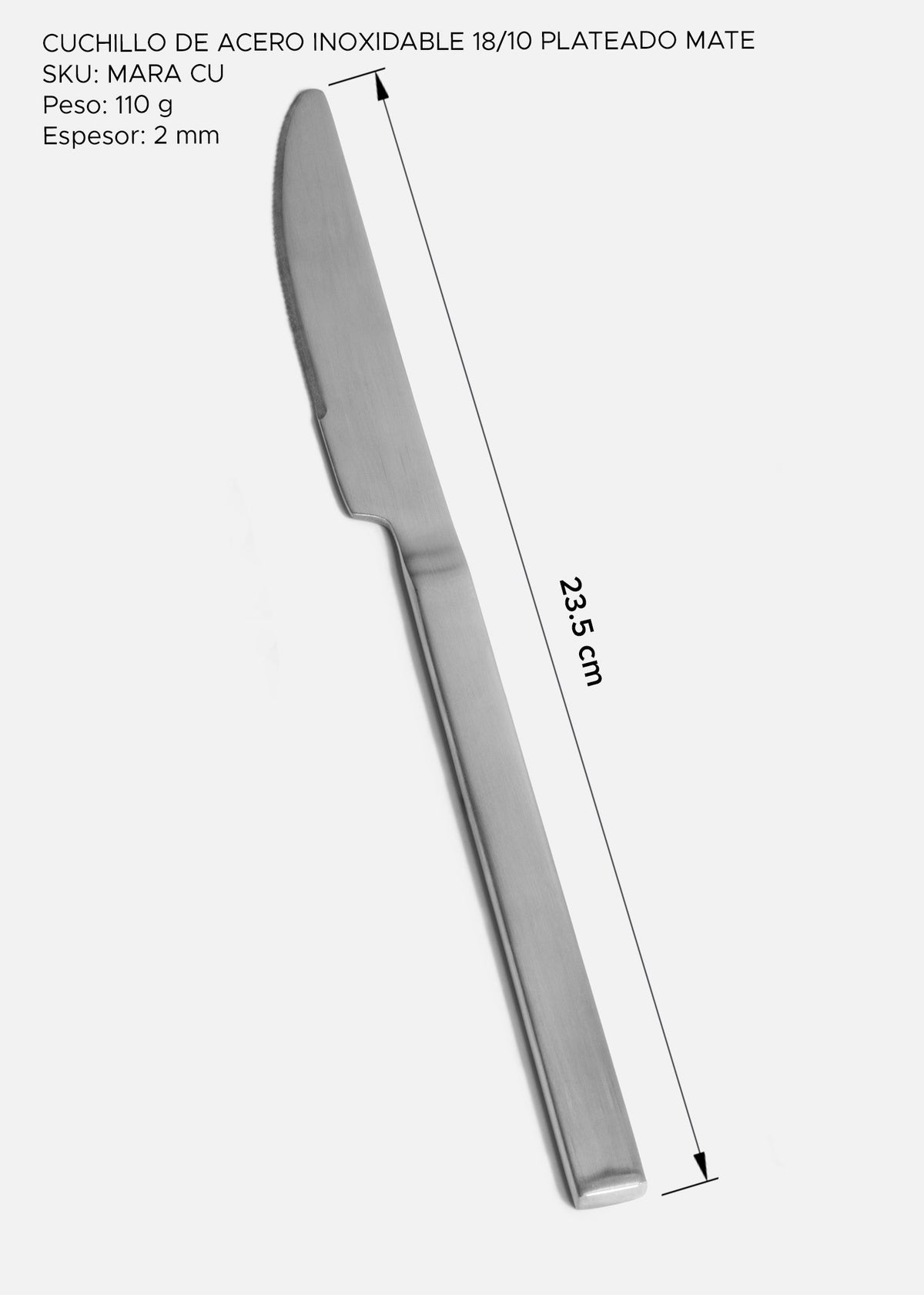 Cuchillo Mara de acero inoxidable plata mate