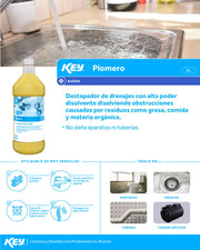 Destapador de drenaje para grasa cabello y obstrucciones en tuberías, destapacaños Plomero 1 L