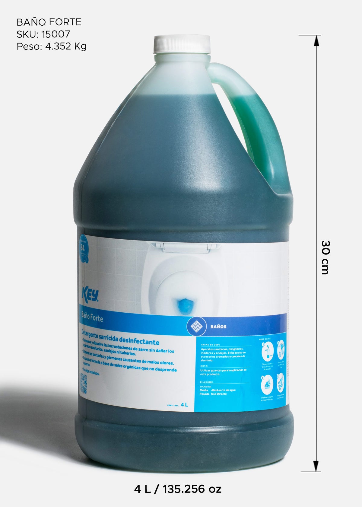 Desinfectante detergente sarricida limpiador removedor de sarro para baño, azulejos, y sanitarios Forte 4 L — imagen de producto