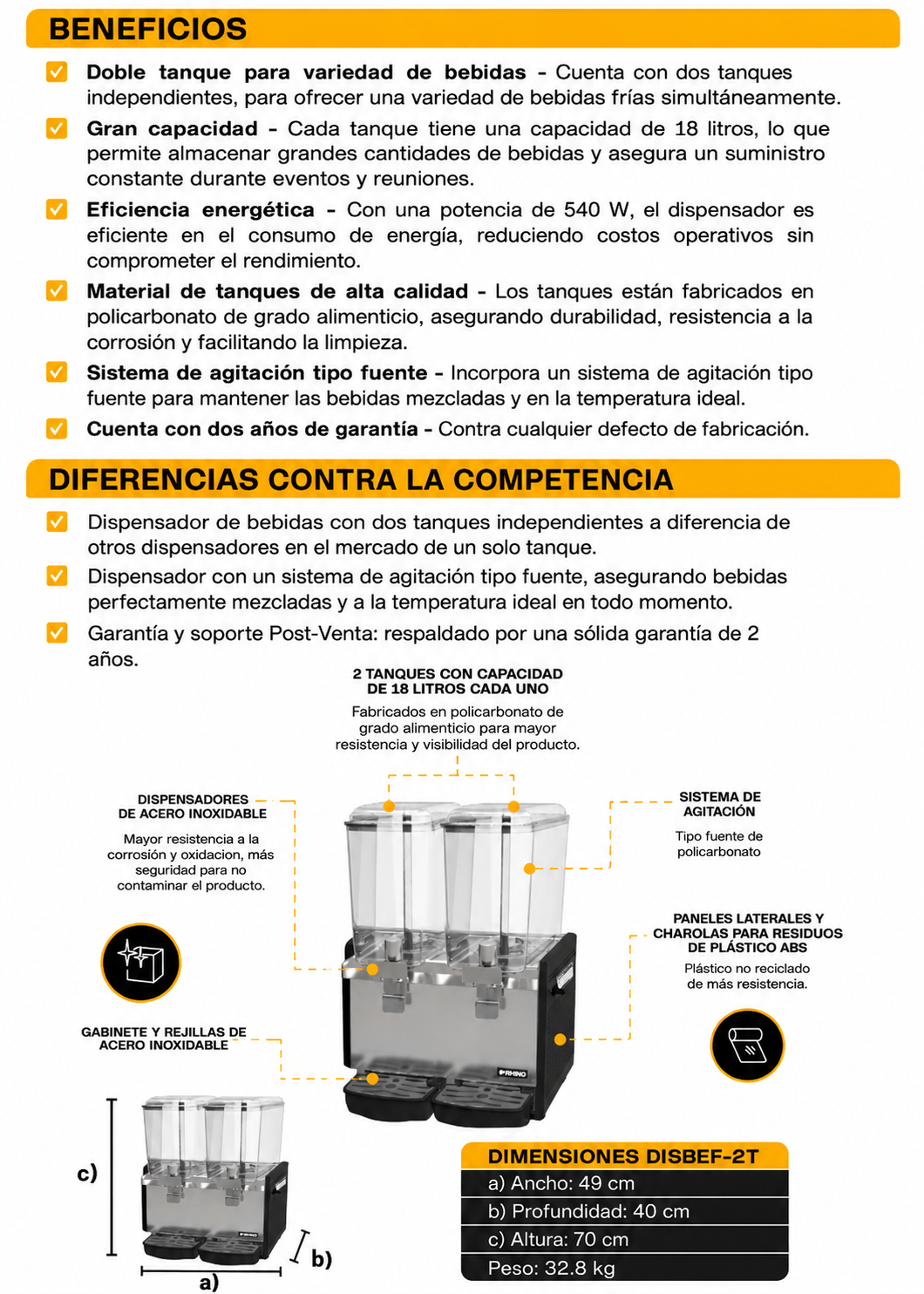 compra dispensador con agitación tipo fuente rhino de venta solo en maha