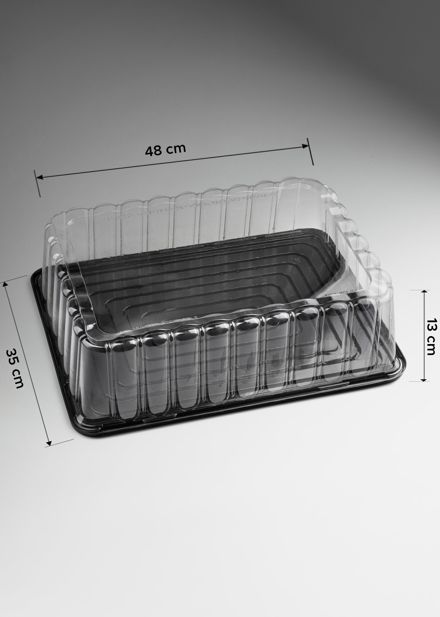 Domo y base para pastel de pet rectangular Reflex 48x35x13 cm