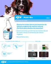 Eliminador de olores bilógicos enzimático para mascotas y olores orgánicos Multi-Bio 650 ml