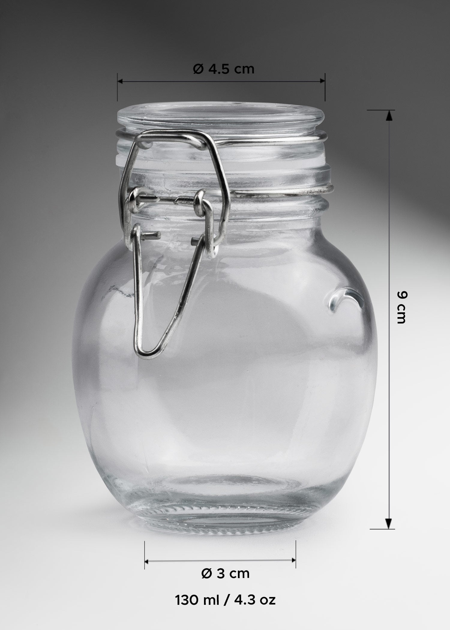 Frasco bola especiero hermético de vidrio tapa clip Brocalito 130 ml