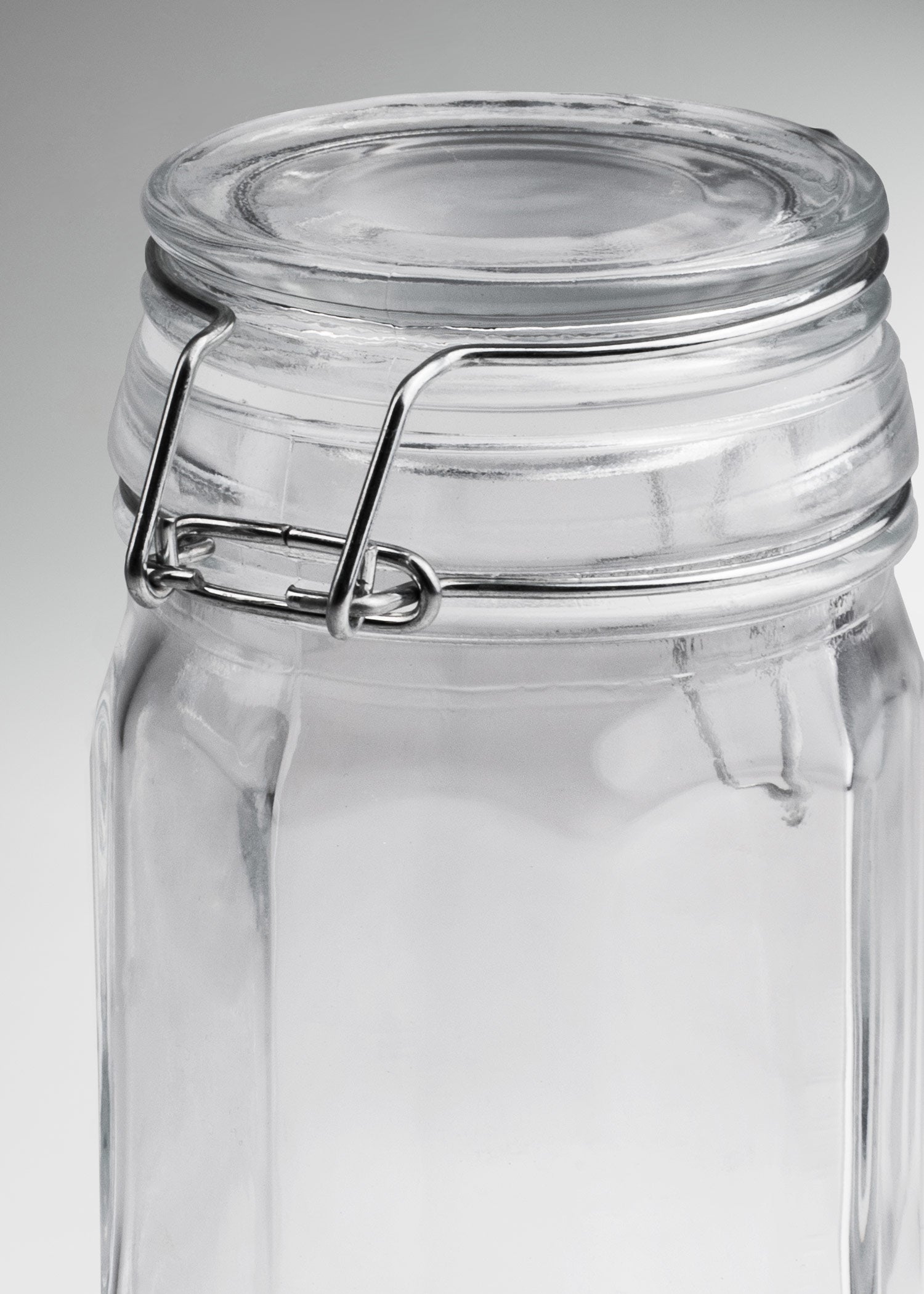 Frasco hexagonal especiero de vidrio hermético con tapa clip Brocalito 250 ml