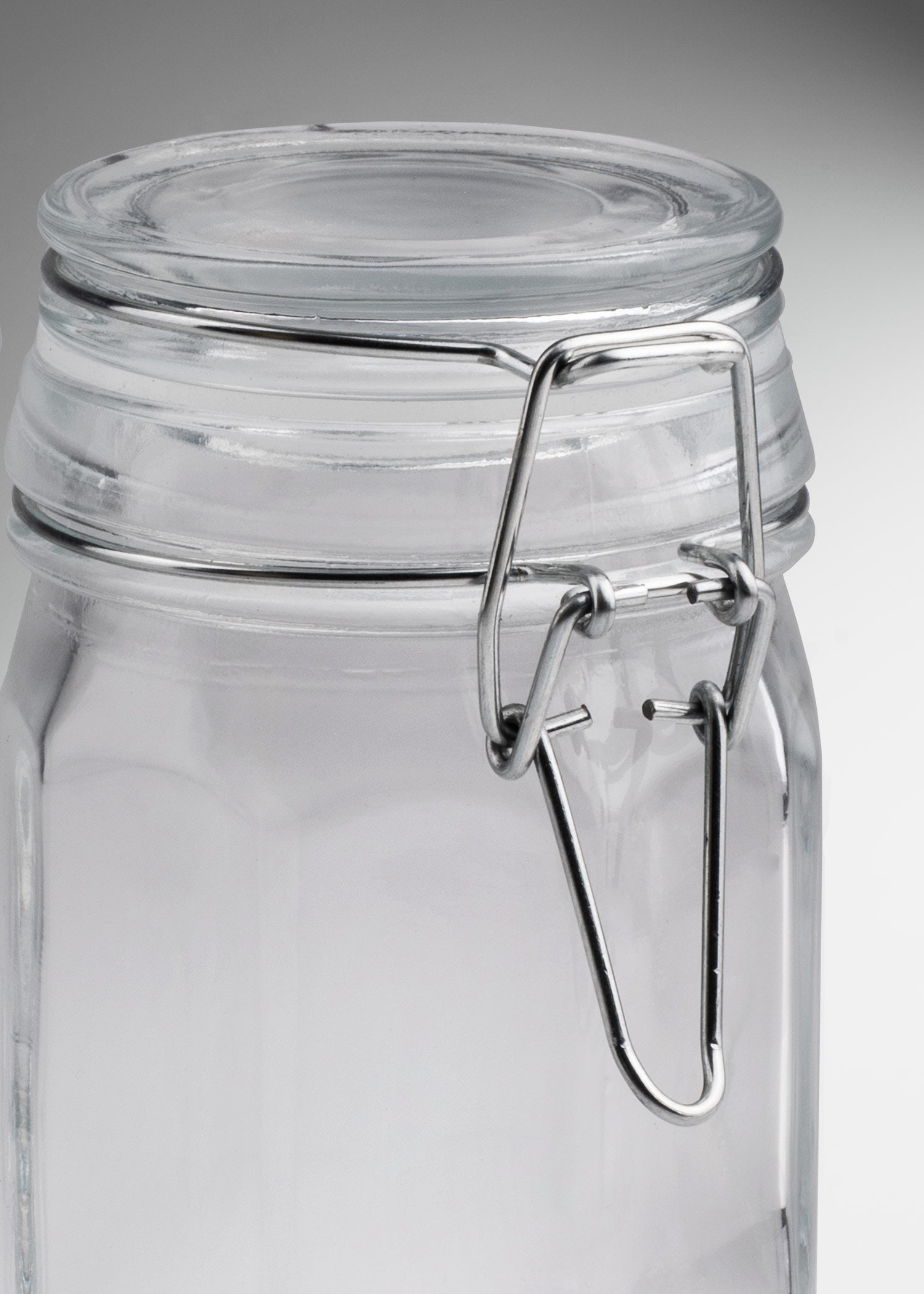 Frasco hexagonal especiero de vidrio hermético con tapa clip Brocalito 250 ml