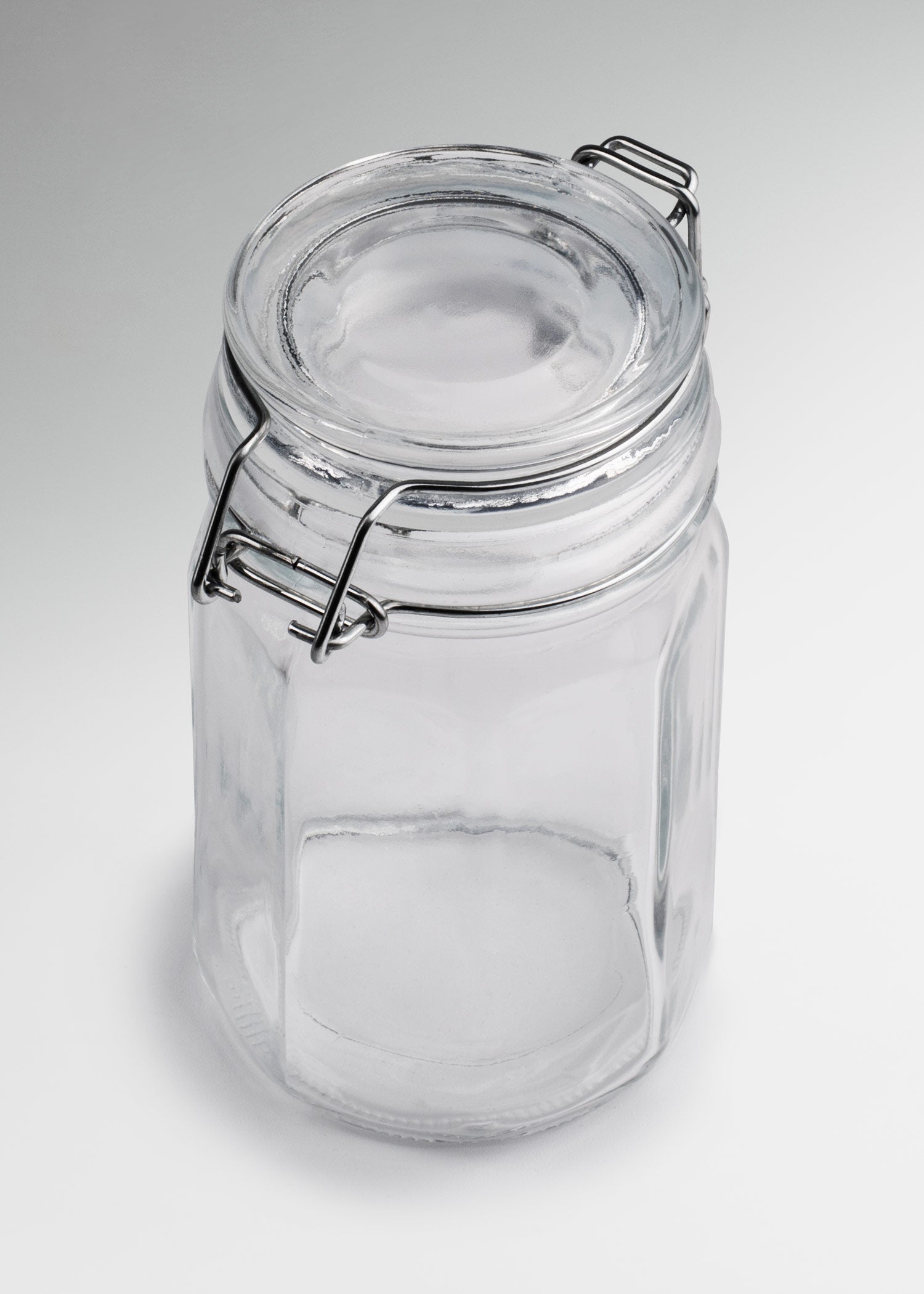 Frasco hexagonal especiero de vidrio hermético con tapa clip Brocalito 250 ml