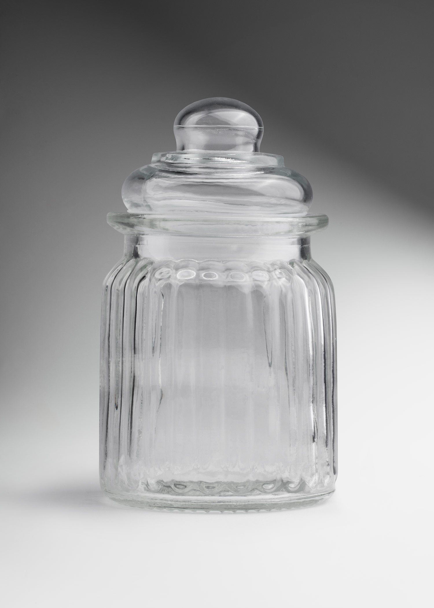 Frasco de vidrio estriado con tapa hermética para vela 300 y 650 ml