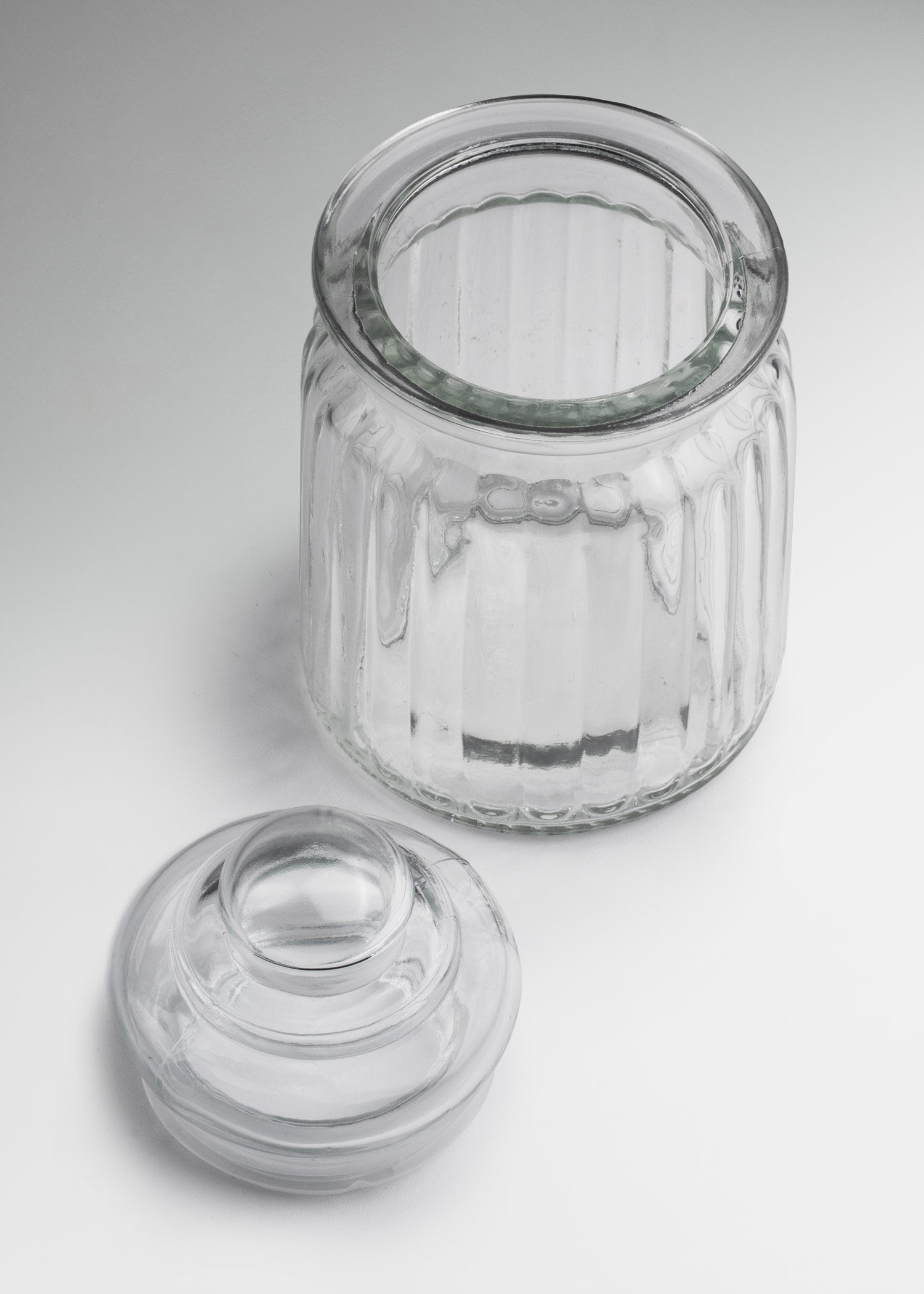 Frasco de vidrio estriado con tapa hermética para vela 300 y 650 ml