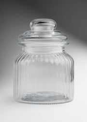 Frasco de vidrio estriado con tapa hermética para vela 300 y 650 ml