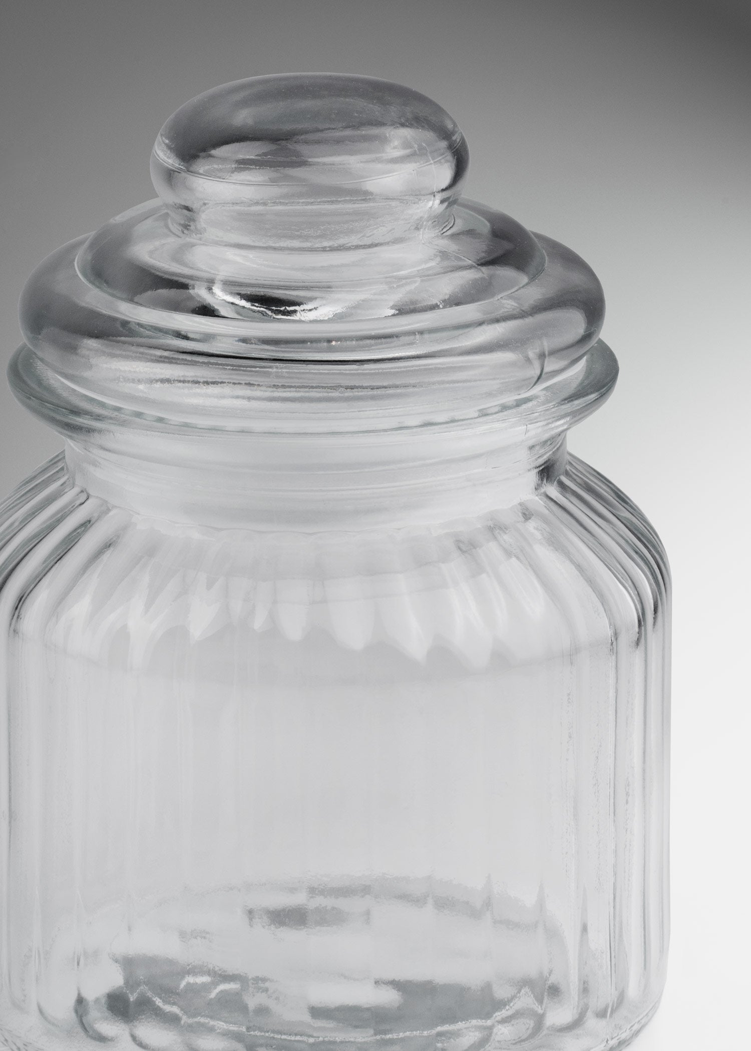 Frasco de vidrio estriado con tapa hermética para vela 300 y 650 ml