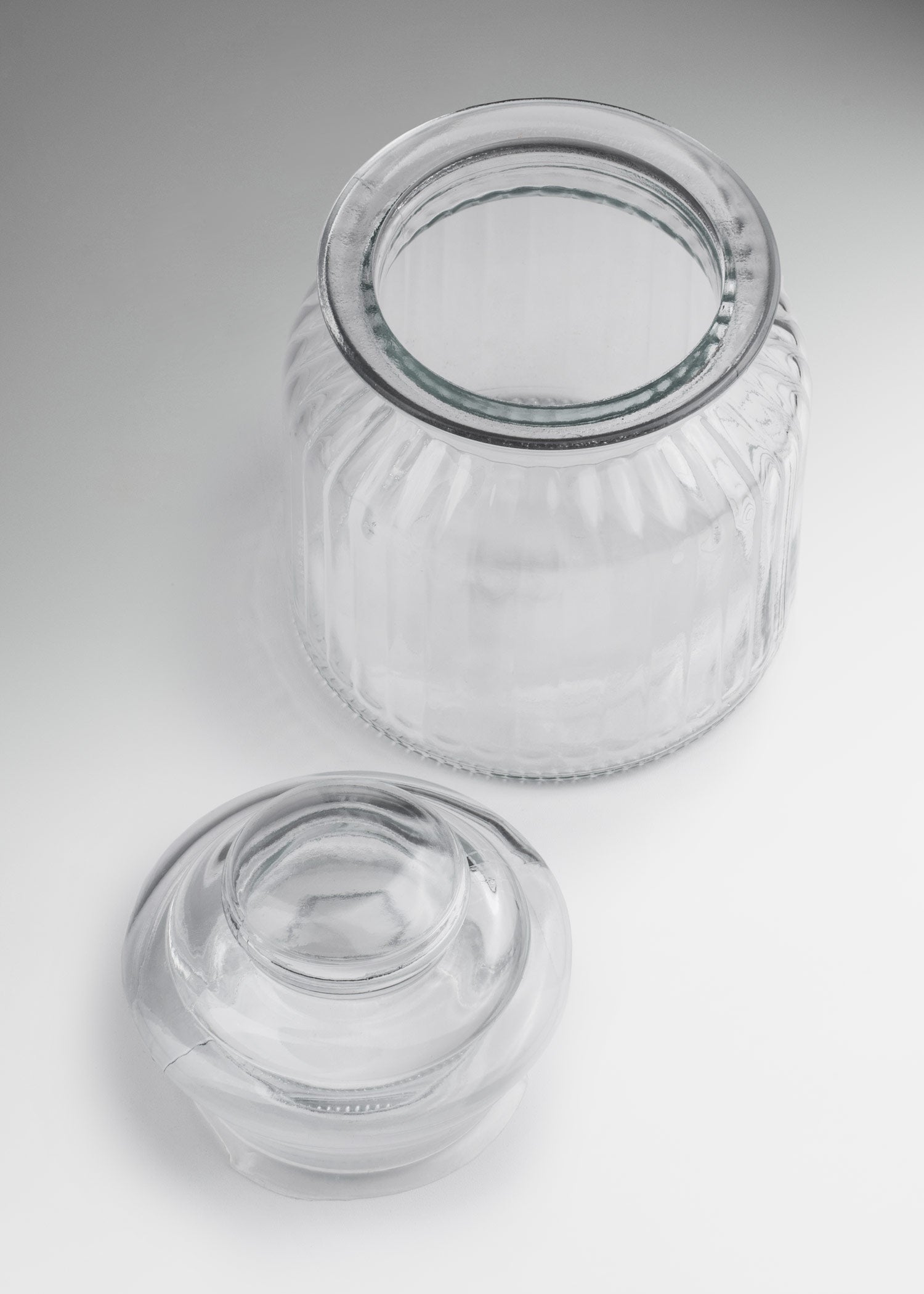 Frasco de vidrio estriado con tapa hermética para vela 300 y 650 ml
