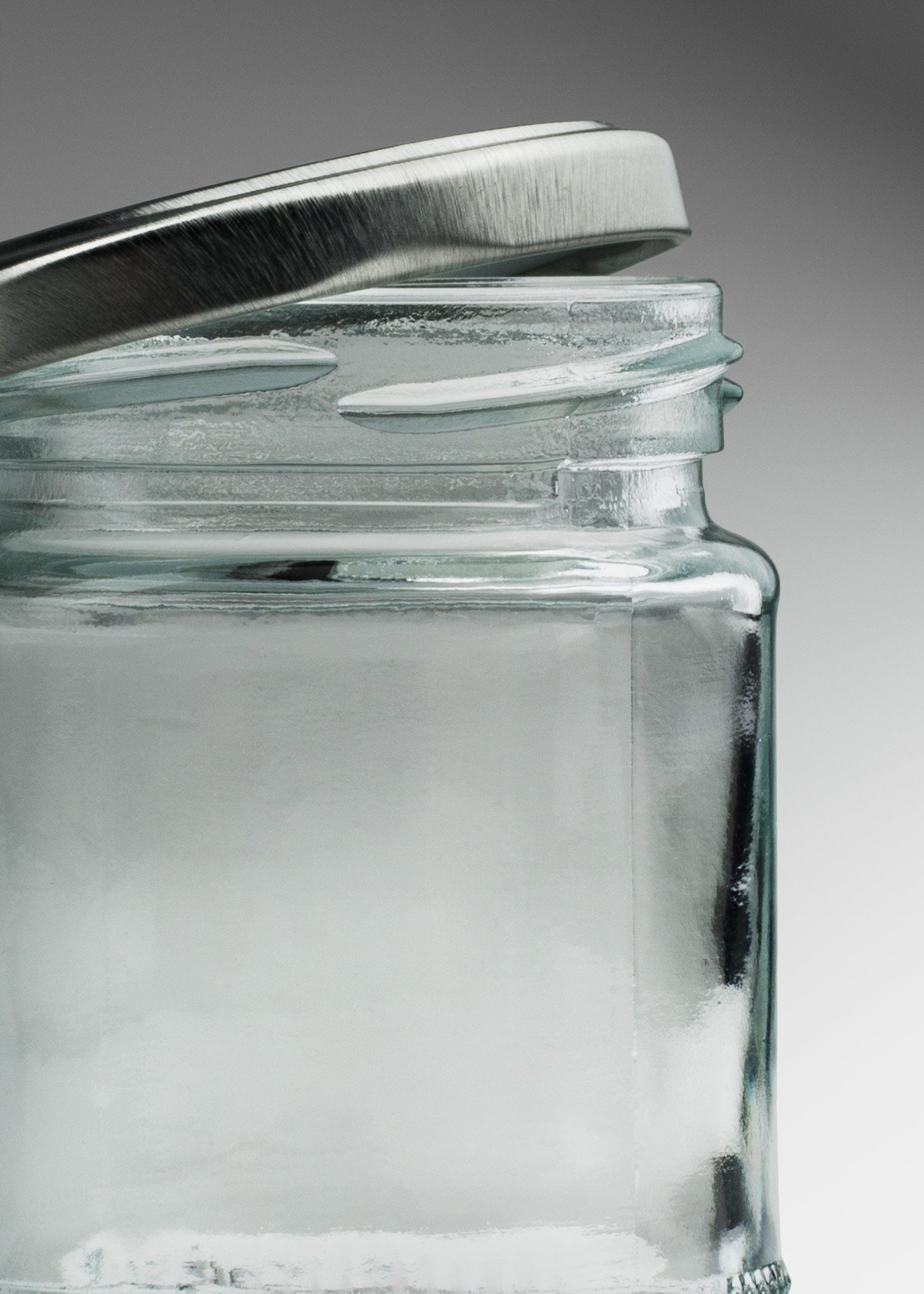 Frascos cilindro de vidrio transparente con tapa plateada de 50 a 500 ml