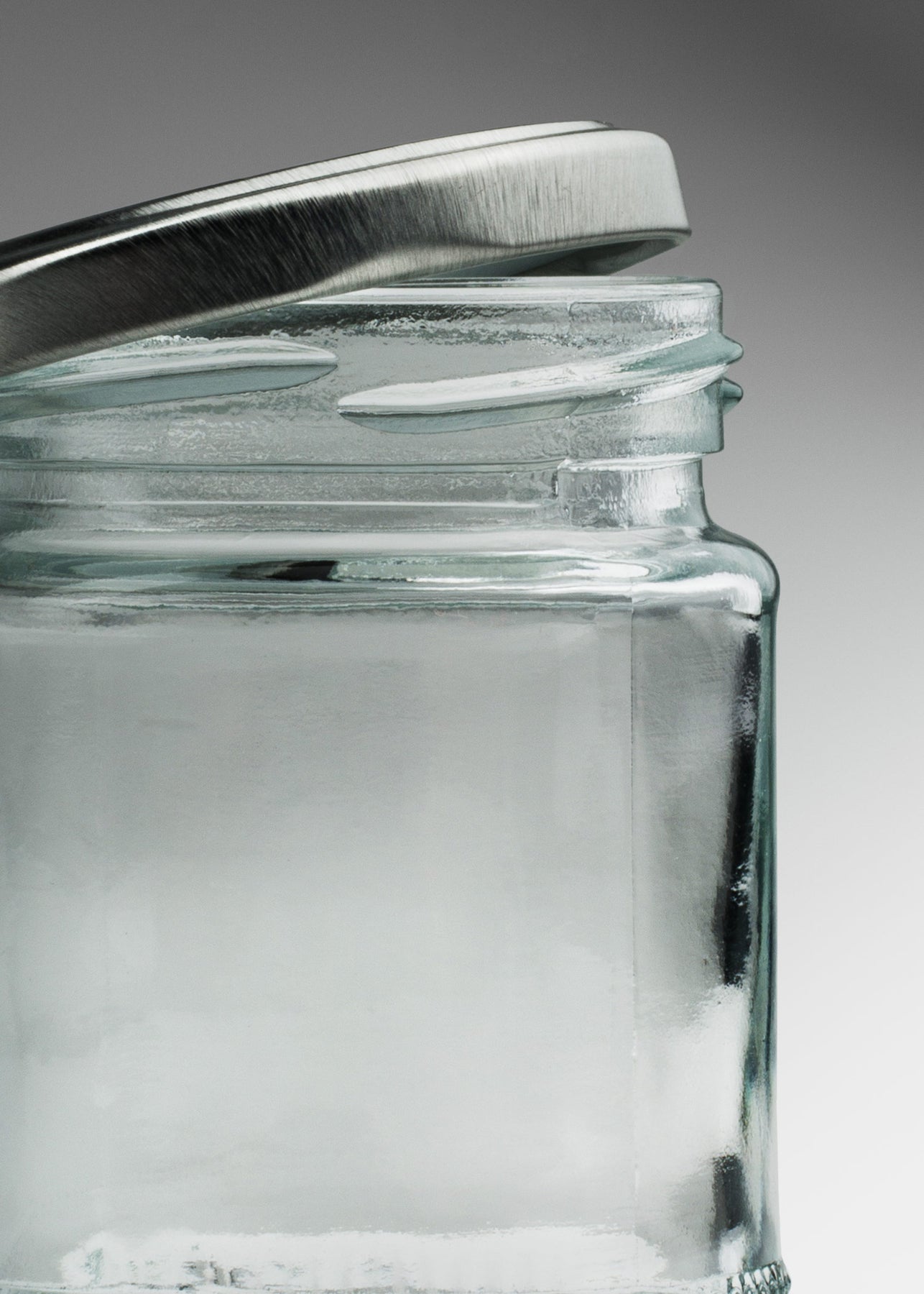 Frascos cilindro de vidrio transparente con tapa plateada de 50 a 500 ml