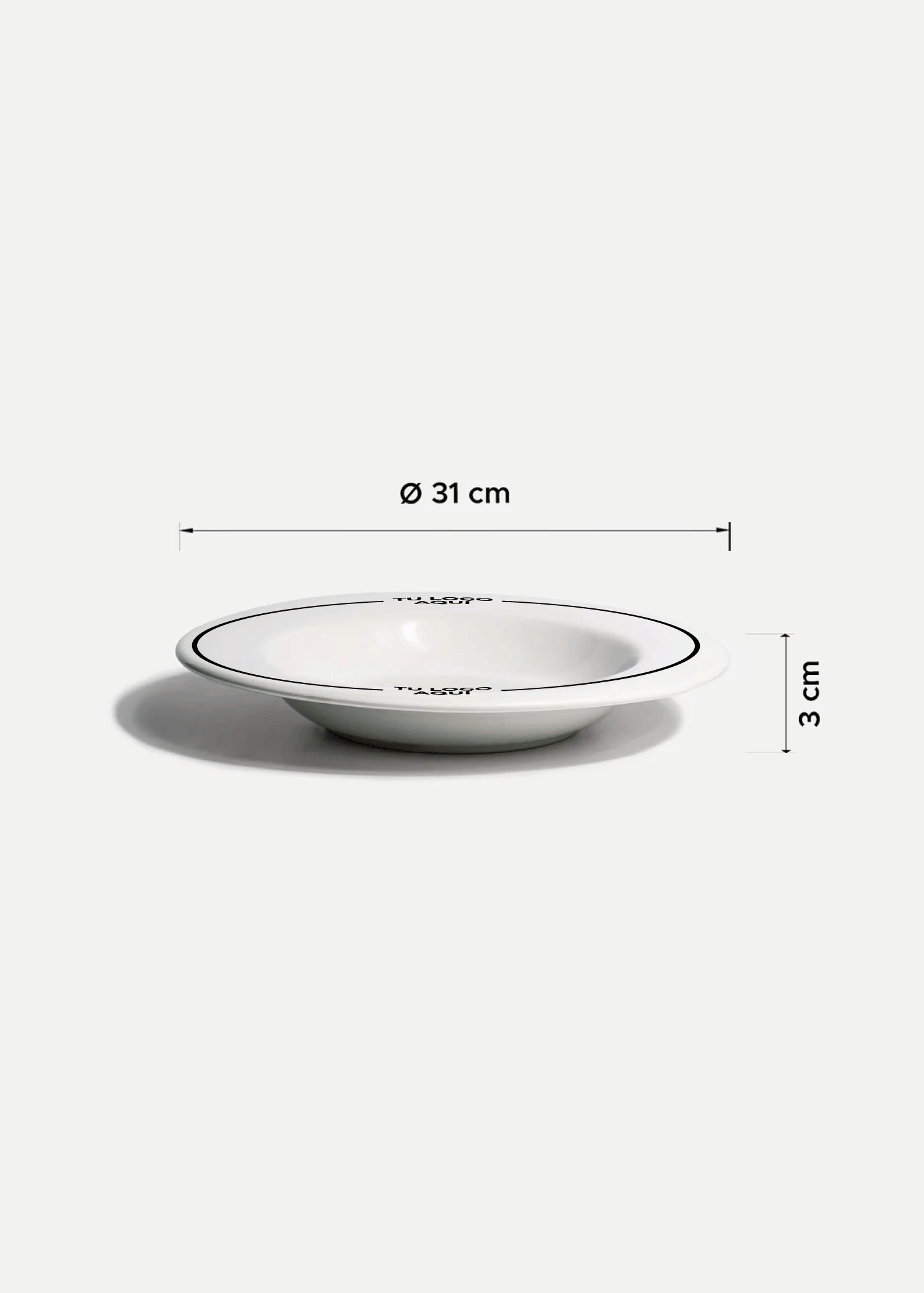 Platos de porcelana blanco Glacial + personalizado con logo doble