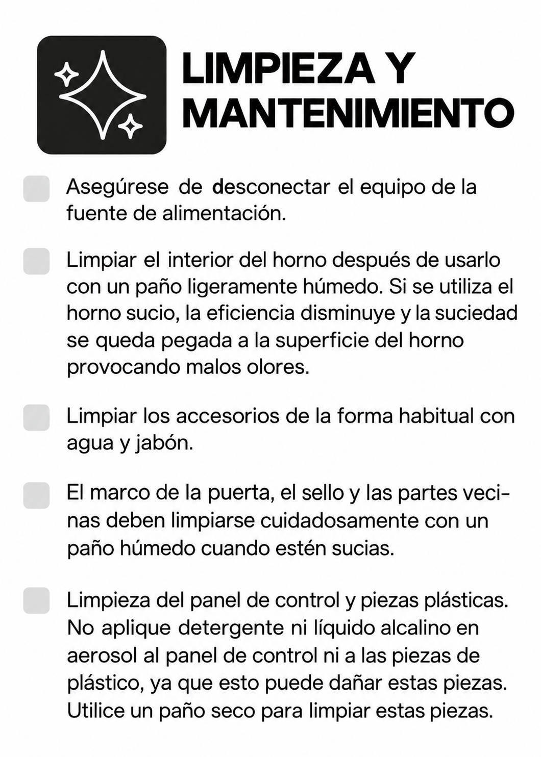 Guía de limpieza y mantenimiento del horno de microondas — Rhino HOMIC-09D