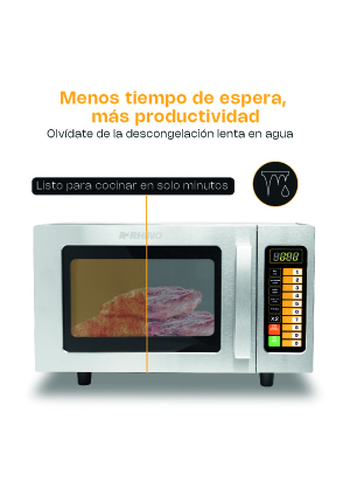 Ilustración de descongelación de alimentos en el microondas — Rhino HOMIC-09D