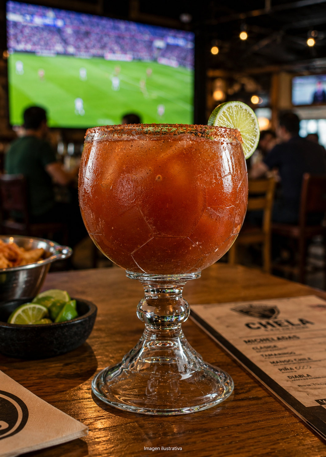 Copa chabela de vidrio transparente en forma de balón para micheladas y cervezas ideal para bar o restaurante 620 ml