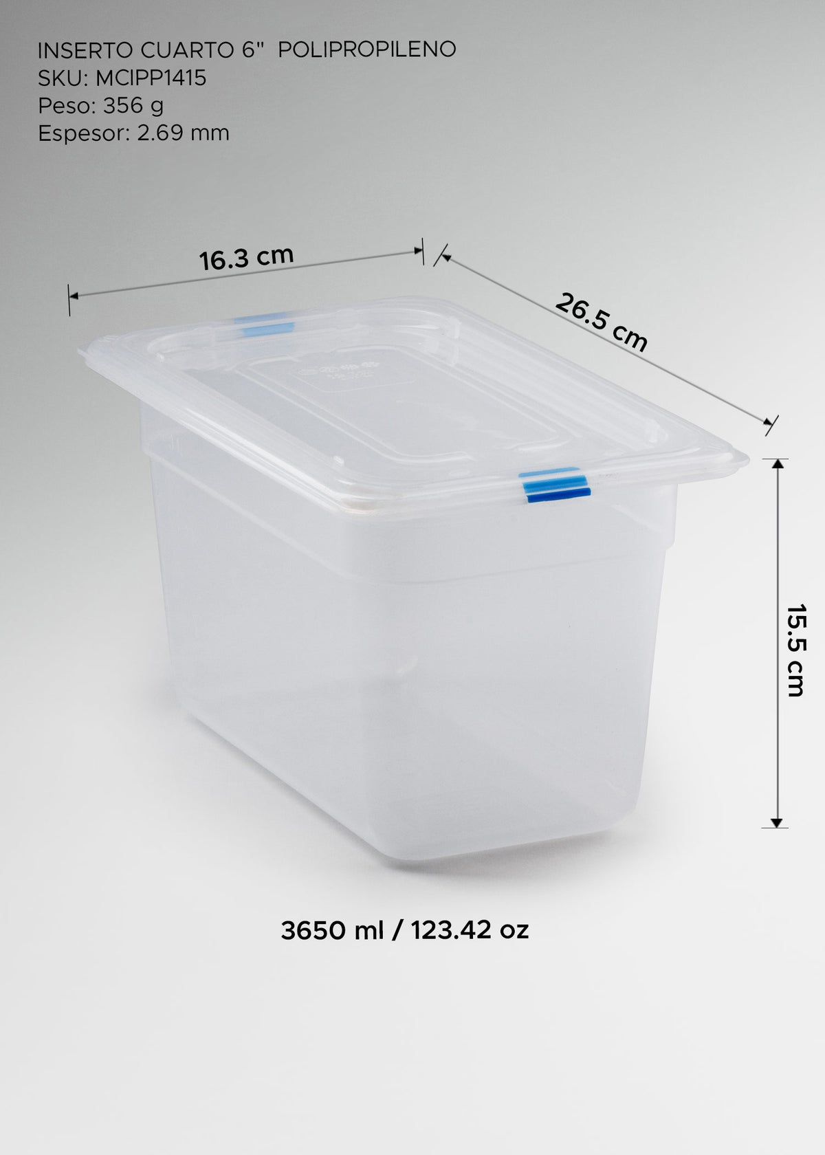Inserto transparente cuarto para barras frías y preparación de ingredientes