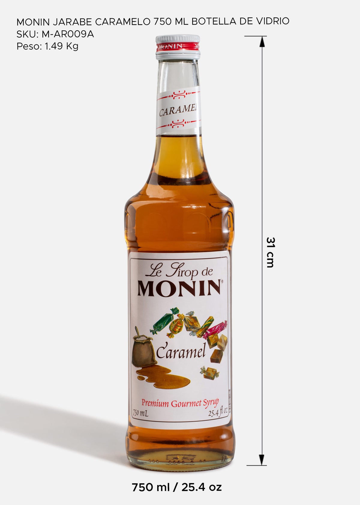Jarabe Monin de caramelo de 750 ml — fotografía de producto, vista 2