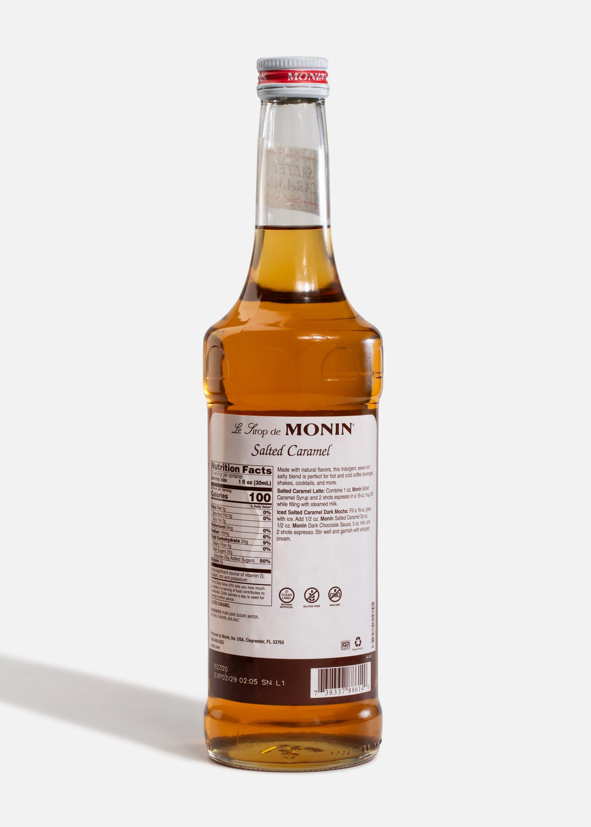 Jarabe Monin de caramelo salado de 750 ml — fotografía de producto, vista 3