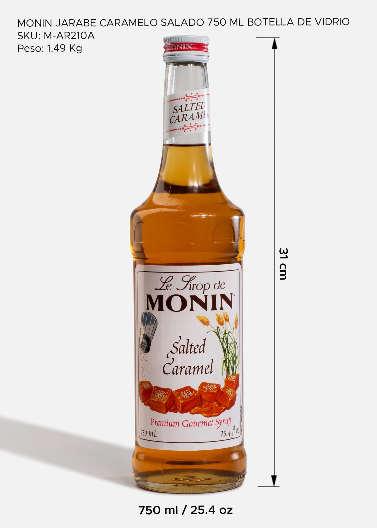 Jarabe Monin de caramelo salado de 750 ml — fotografía de producto, vista 2