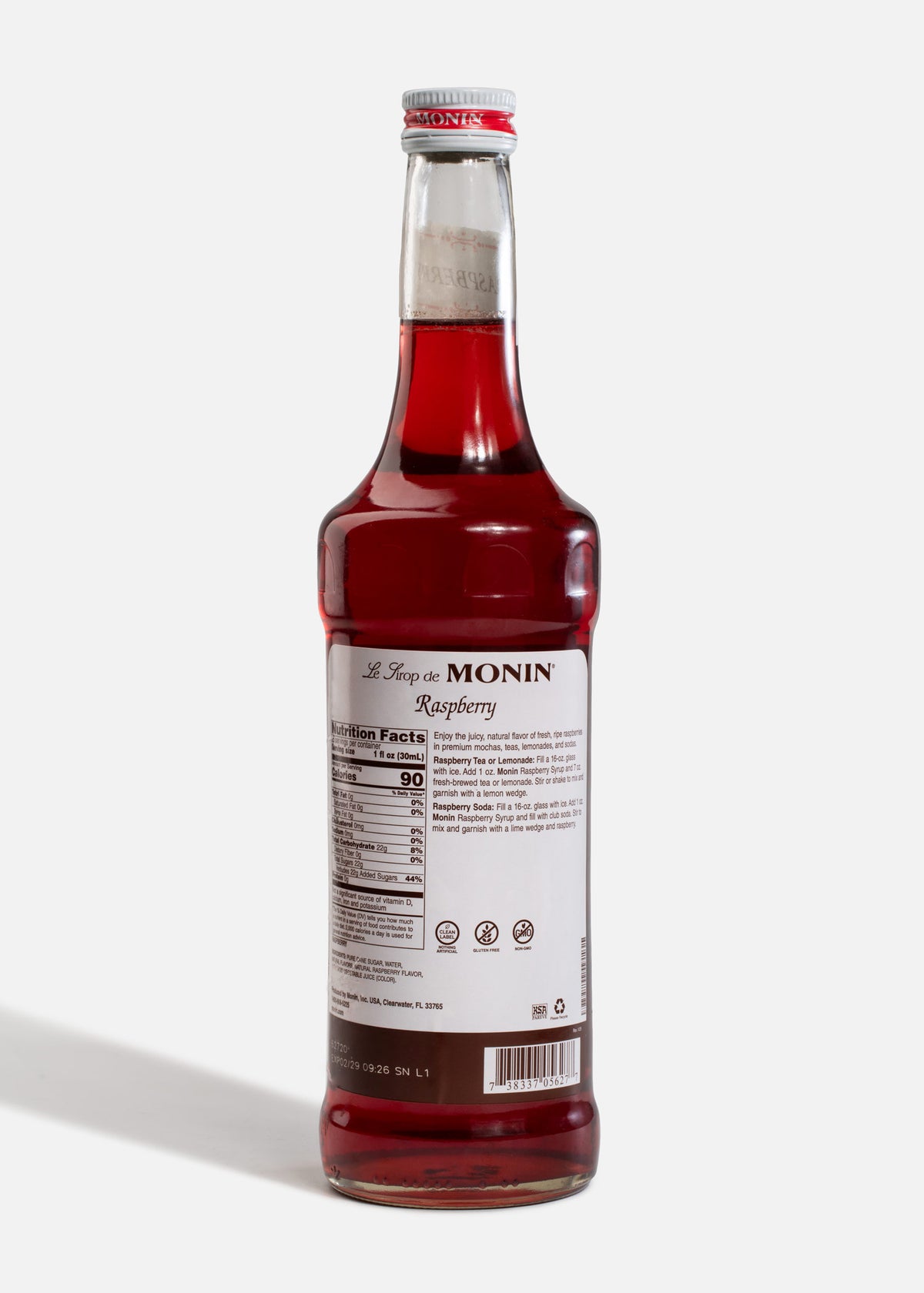 Jarabe Monin de frambuesa de 750 ml — fotografía de producto, vista 3