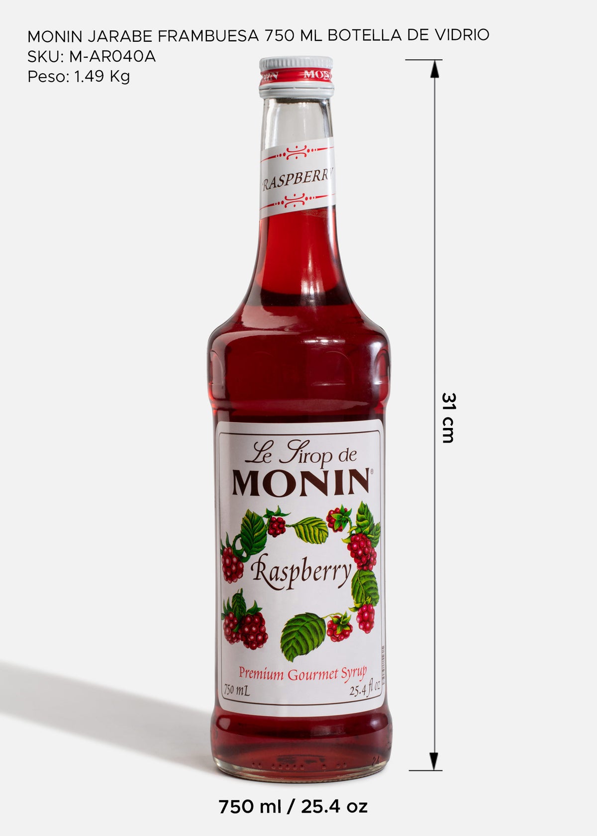 Jarabe Monin de frambuesa de 750 ml — fotografía de producto, vista 2