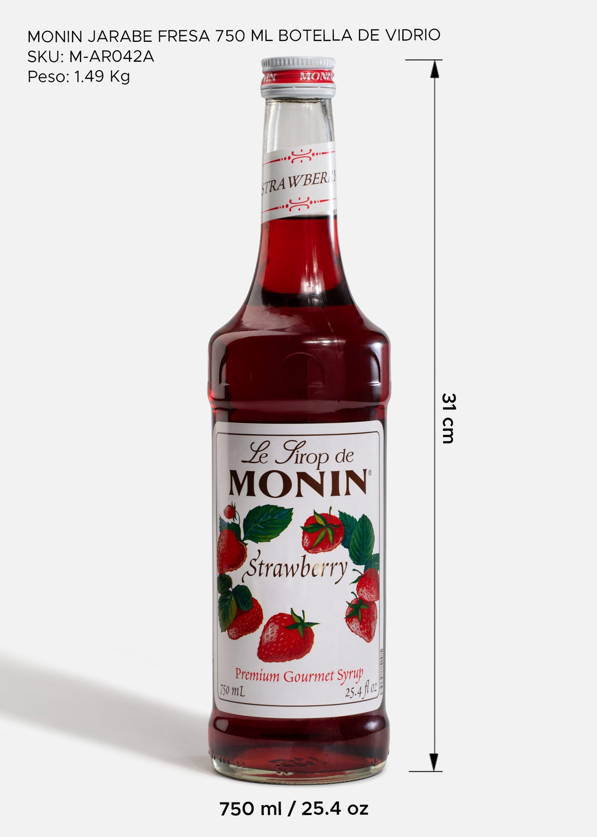 Jarabe Monin de fresa de 750 ml — fotografía de producto, vista 3