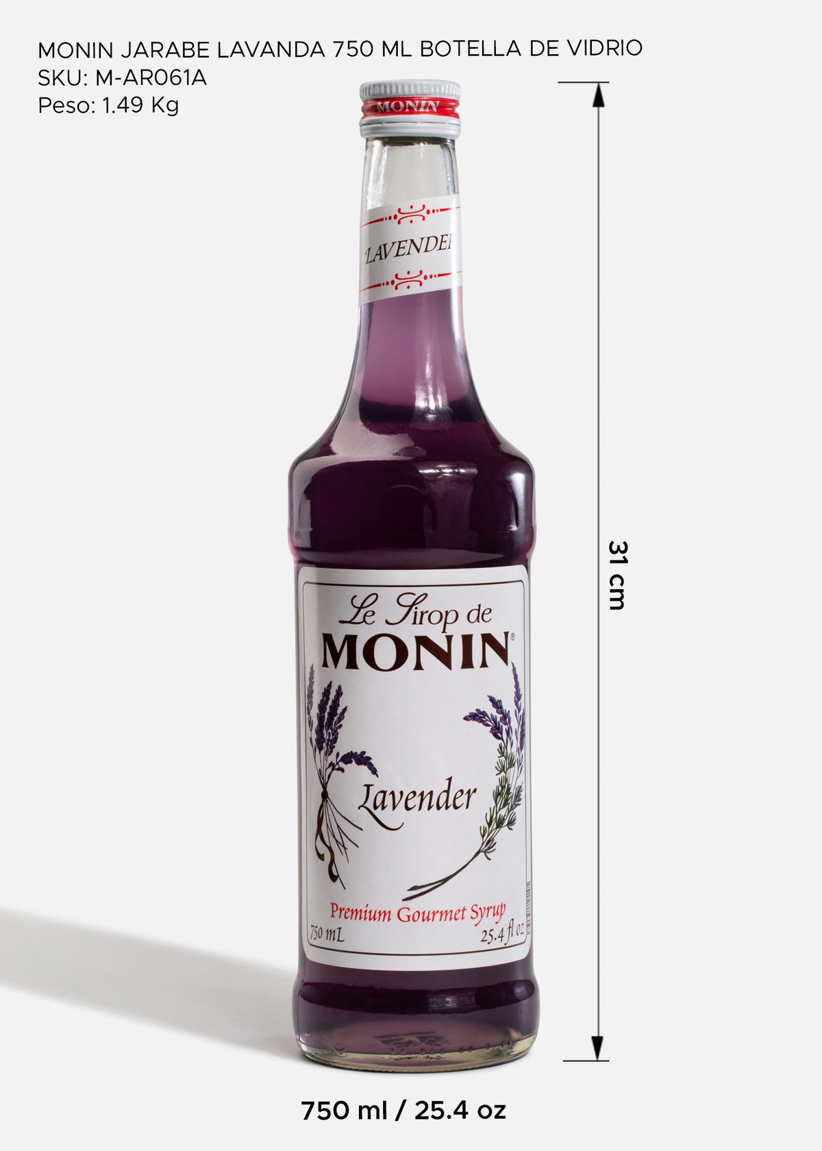 Jarabe Monin de lavanda de 750 ml — fotografía de producto, vista 2
