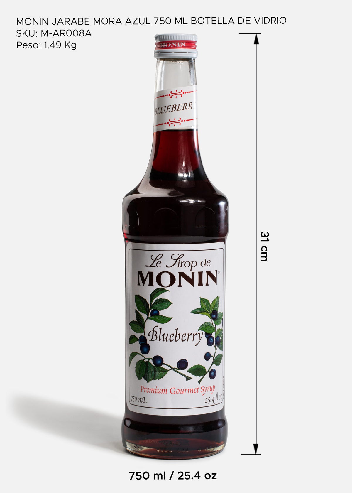 Jarabe Monin de mora azul de 750 ml — fotografía de producto, vista 2