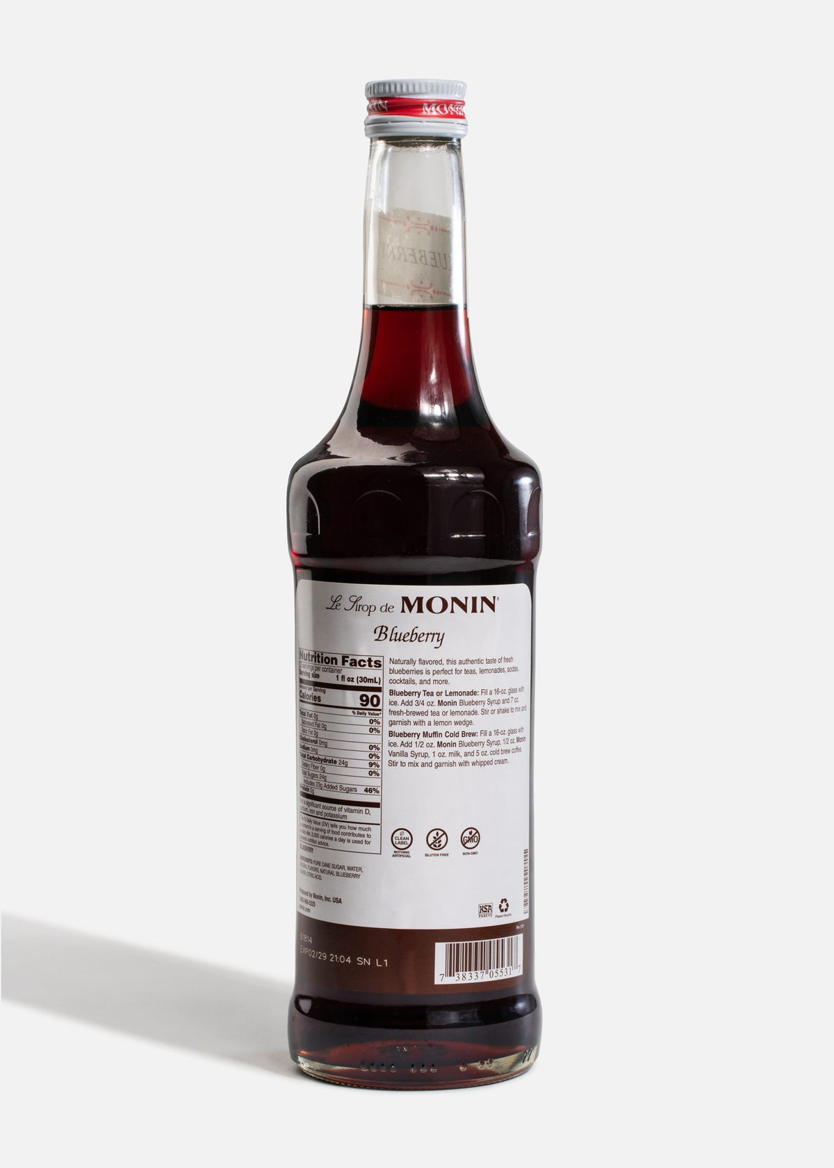 Jarabe Monin de mora azul de 750 ml — fotografía de producto, vista 3