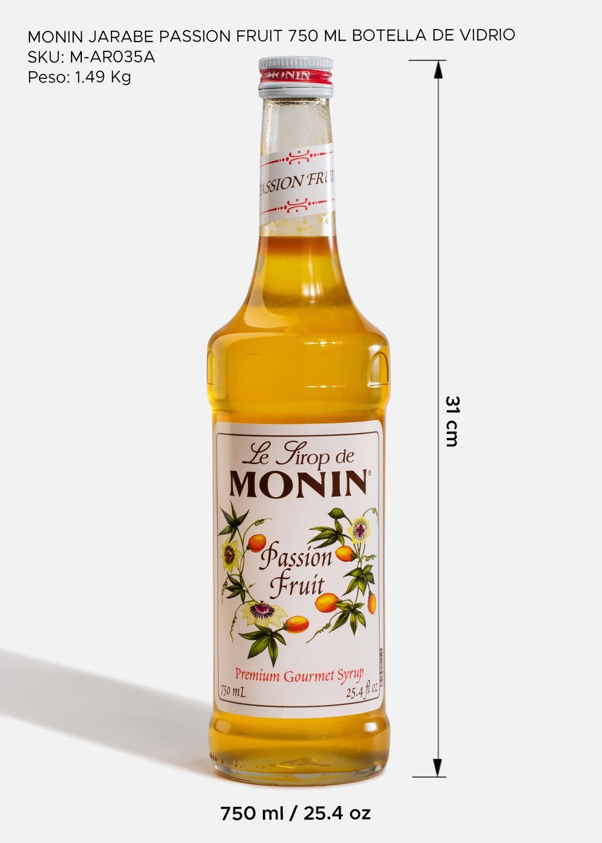Jarabe Monin de maracuyá de 750 ml — fotografía de producto, vista 3